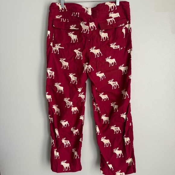 Vtg Y2K Abercrombie & Fitch men’s heavy plaid flannel pajama moose pants red - Picture 2 of 6